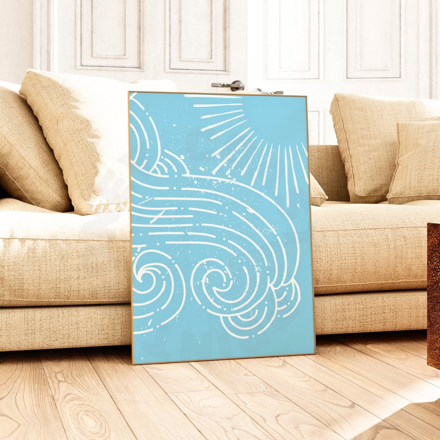 Surf Blue Sun And Wave Digital Prints