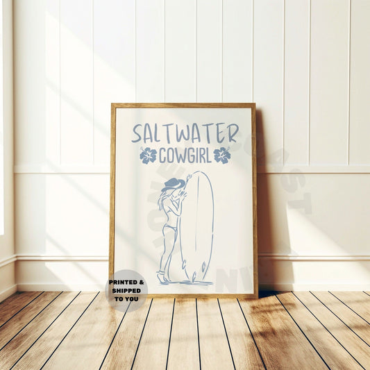 Coastal Blue Saltwater Cowgirl Poster