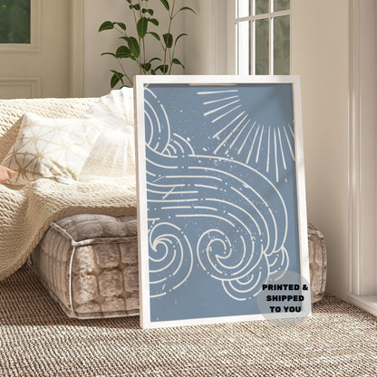 Coastal Blue Wave And Sun Poster