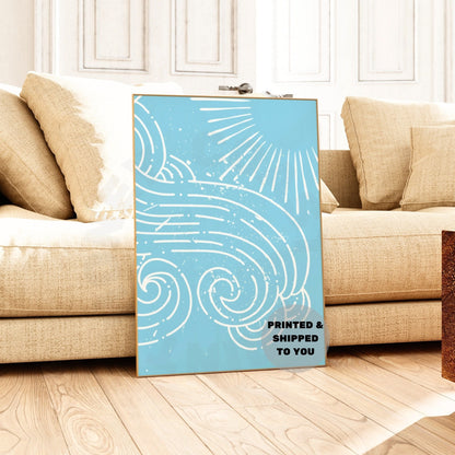 Surf Blue Sun And Wave Poster