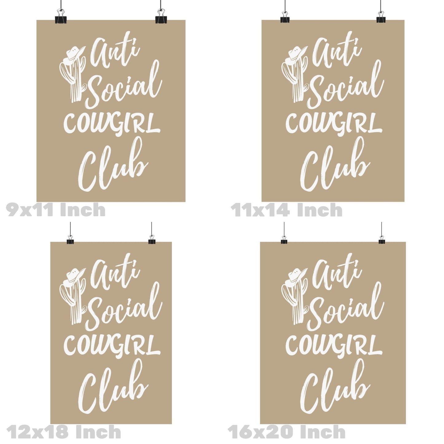 Beige Anti Social Cowgirl Club Poster