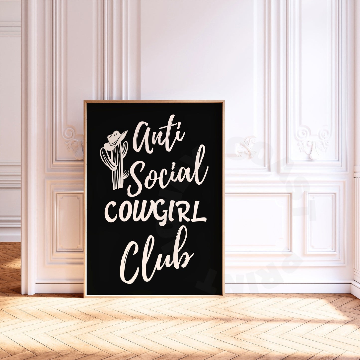 Monotone Anti Social Cowgirl Club Poster