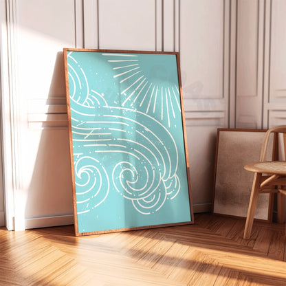 Seafoam Wave And Sun Poster