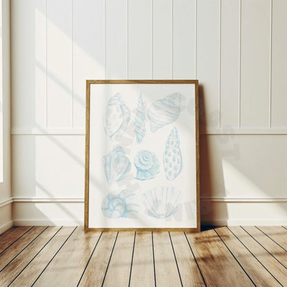 Surf Blue Seashells Digital Prints