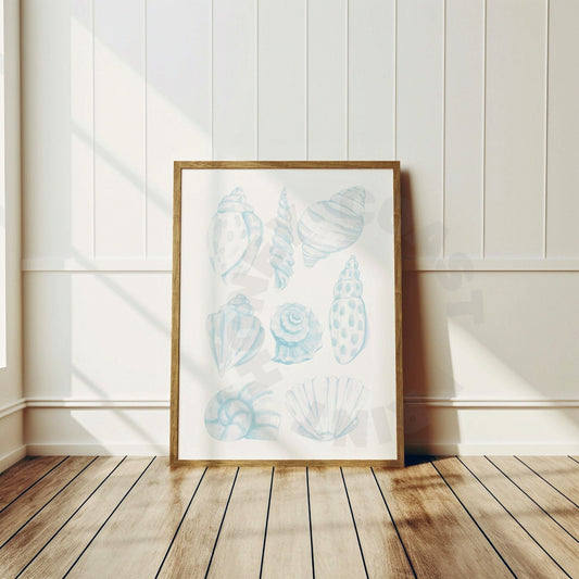 Surf Blue Seashells Digital Prints