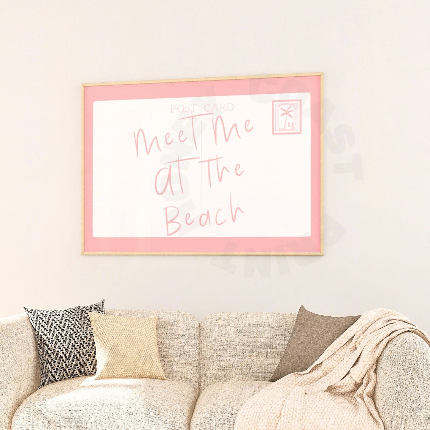 Landscape Pink Meet Me At The Beach Coastal Love Letter Digital Prints