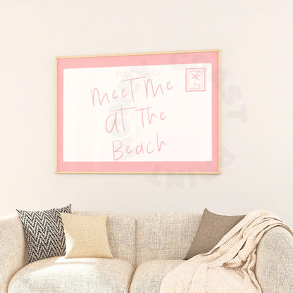 Landscape Pink Meet Me At The Beach Coastal Love Letter Digital Prints