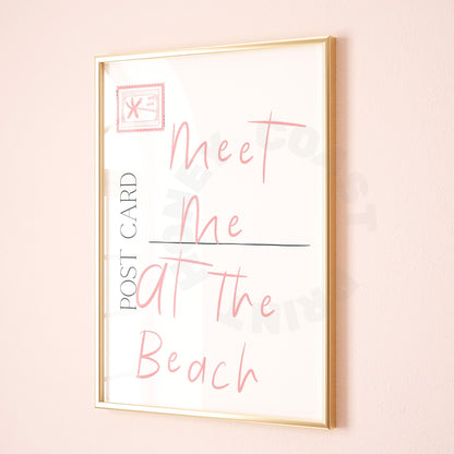 Pink Meet Me At The Beach Coastal Love Letter Digital Prints