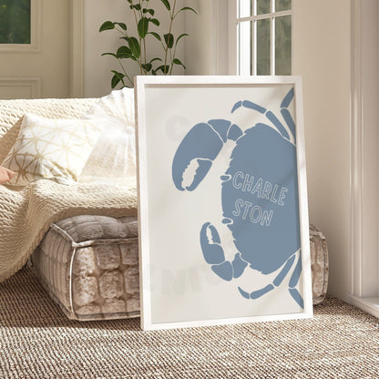 Coastal Blue Charleston Crab Poster