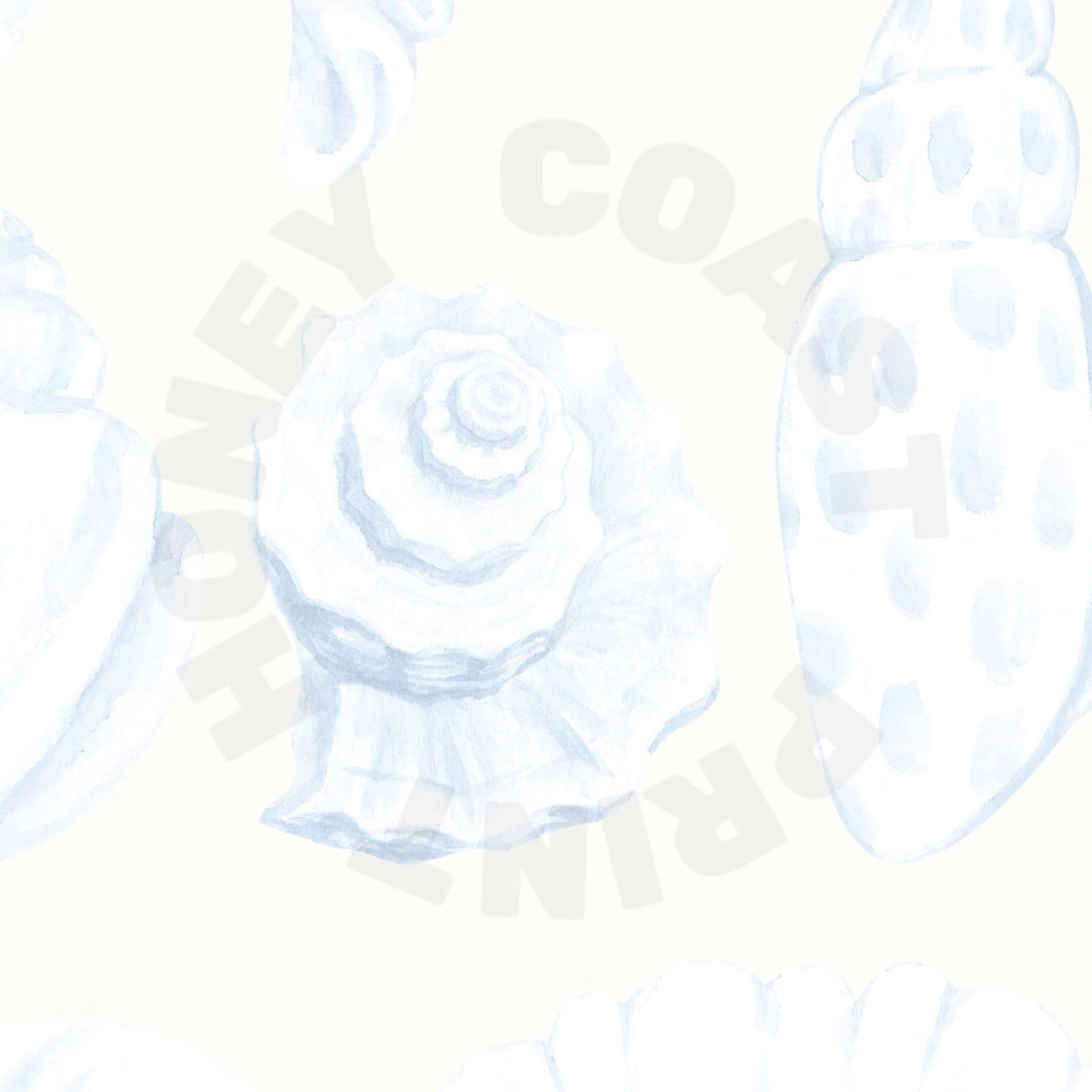 Coastal Blue Watercolor Seashells Poster