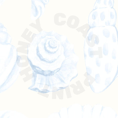 Coastal Blue Watercolor Seashells Poster