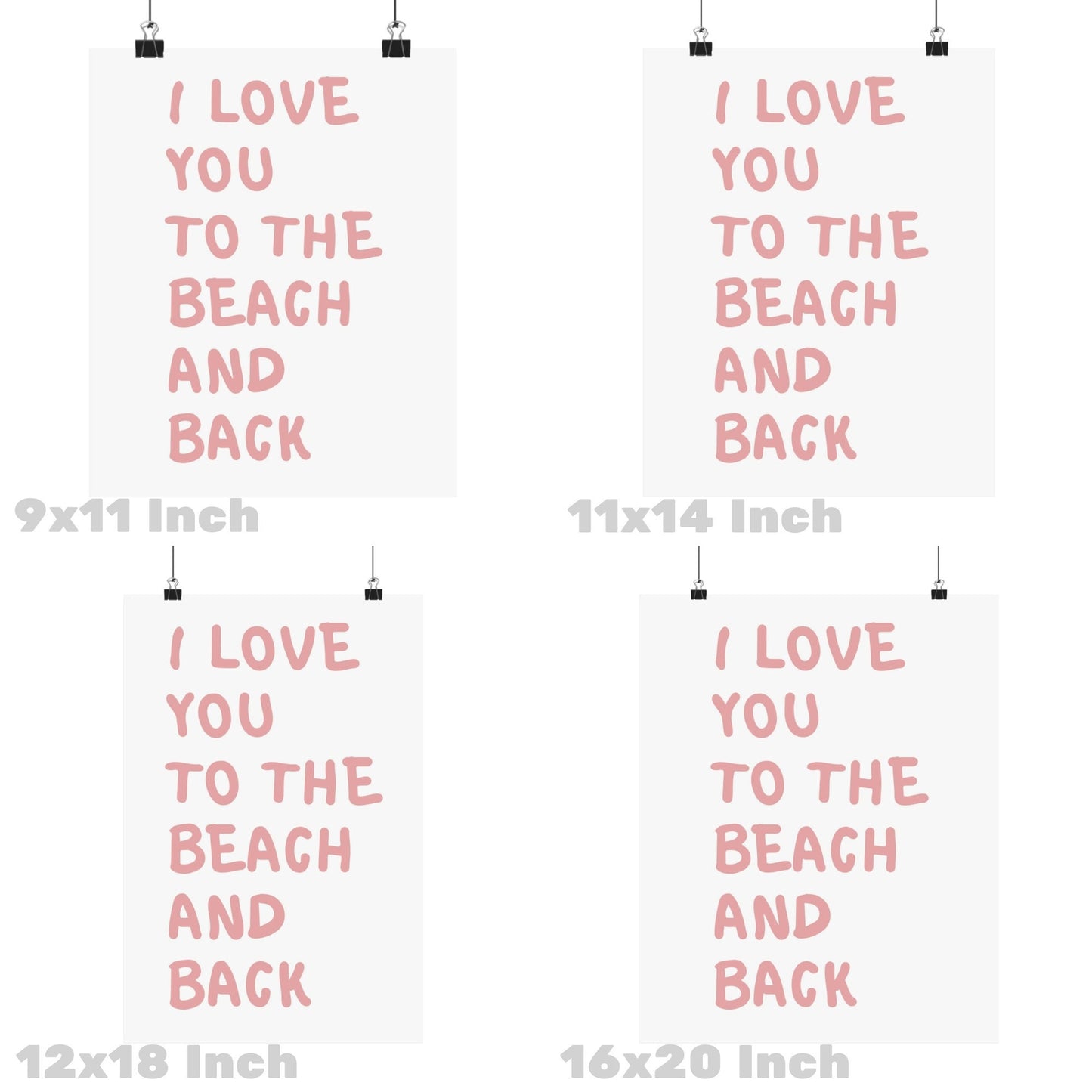 Pink I Love You To The Beach And Back Poster