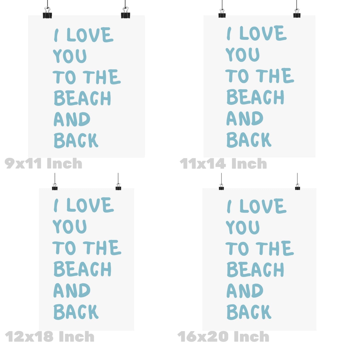 Surf Blue I Love You To The Beach And Back Poster