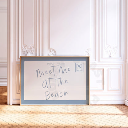 Landscape Coastal Blue Meet Me At The Beach Love Letter Poster
