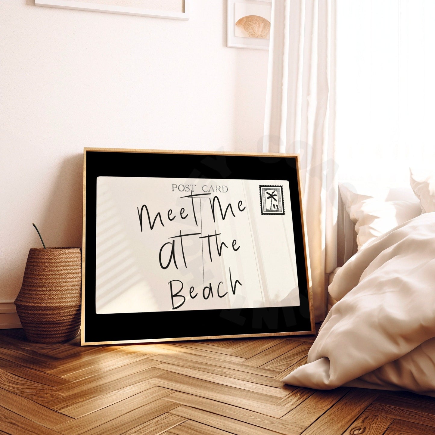 Landscape Monotone Meet Me At The Beach Coastal Love Letter Poster