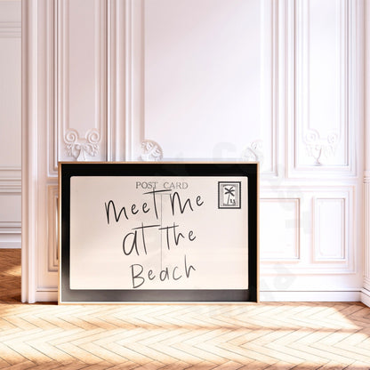 Landscape Monotone Meet Me At The Beach Coastal Love Letter Poster