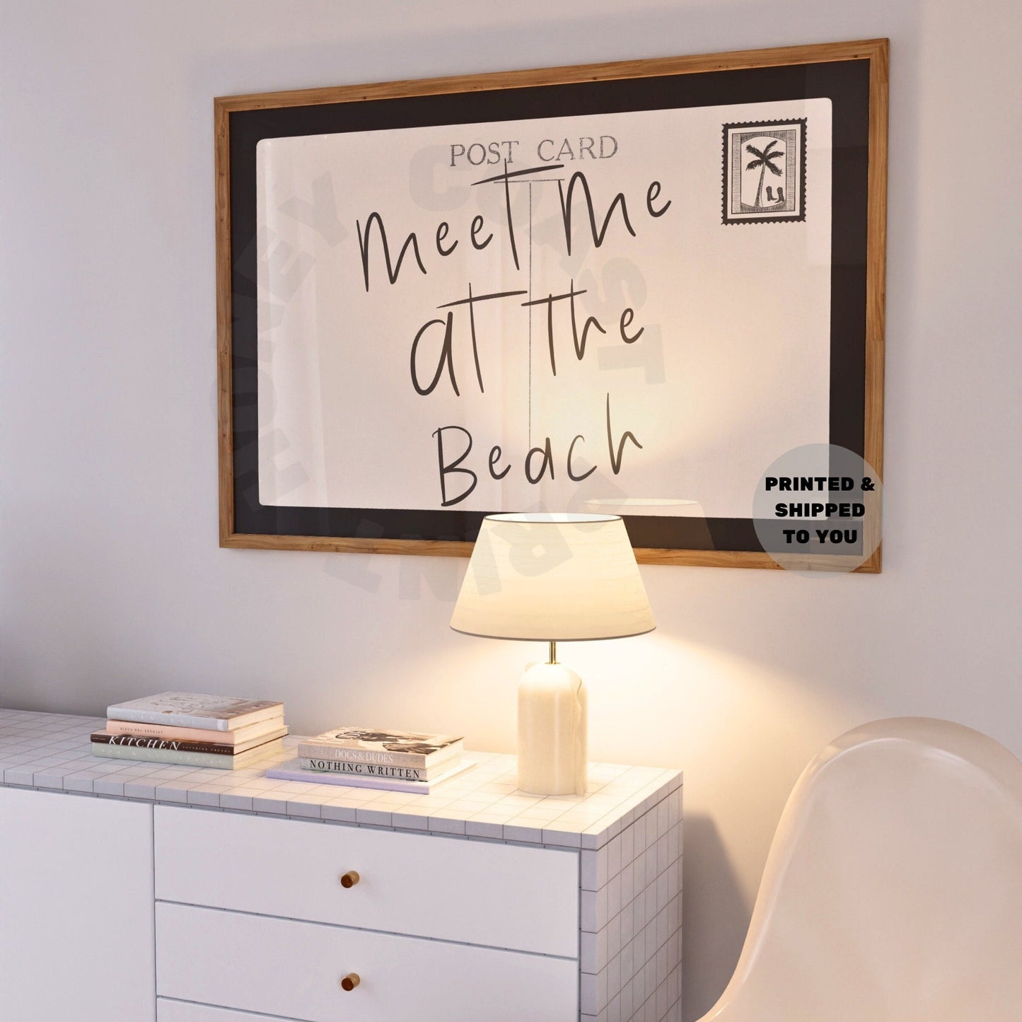 Landscape Monotone Meet Me At The Beach Coastal Love Letter Poster