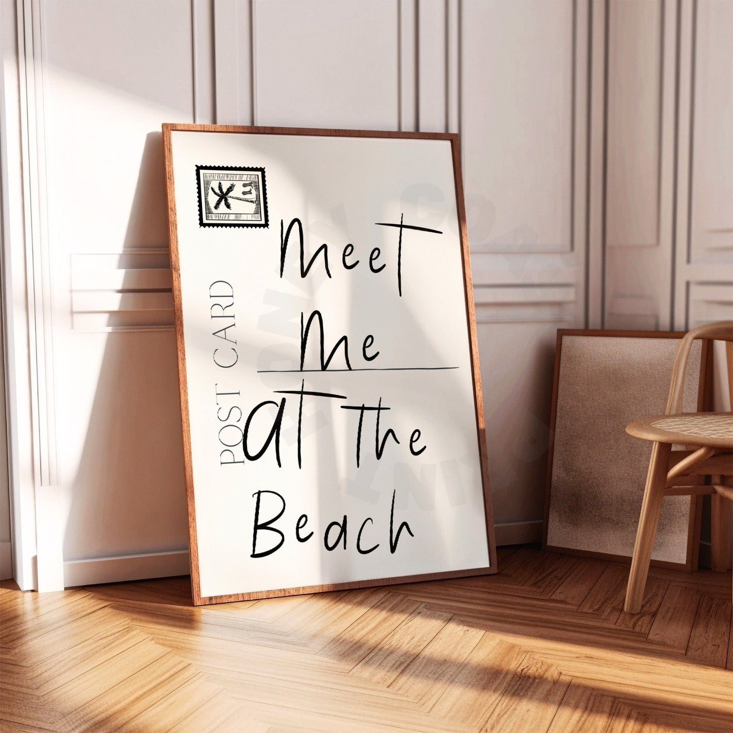 Monotone Meet Me At The Beach Coastal Love Letter Poster