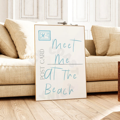 Surf Blue Meet Me At The Beach Coastal Love Letter Poster