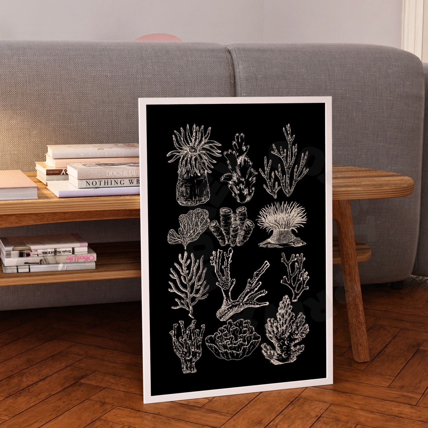 Monotone Corals Digital Prints