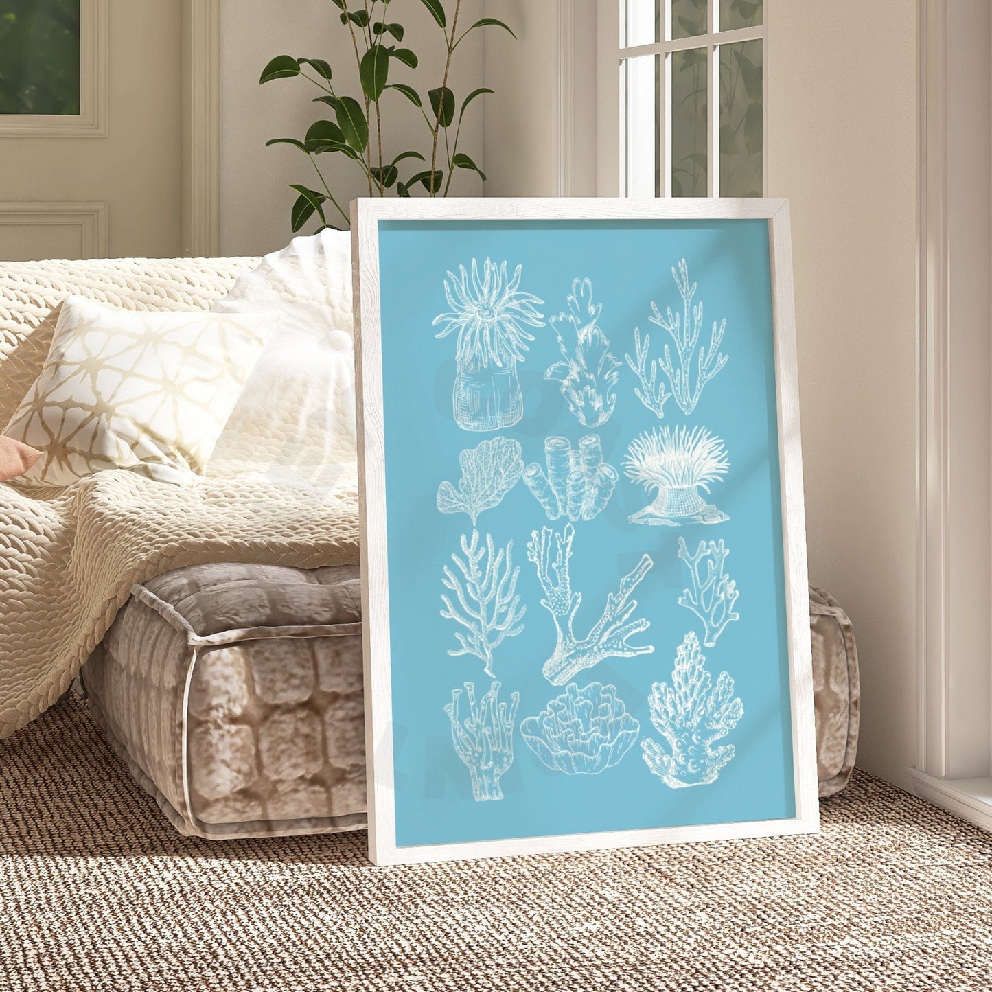 Surf Blue Corals Digital Prints