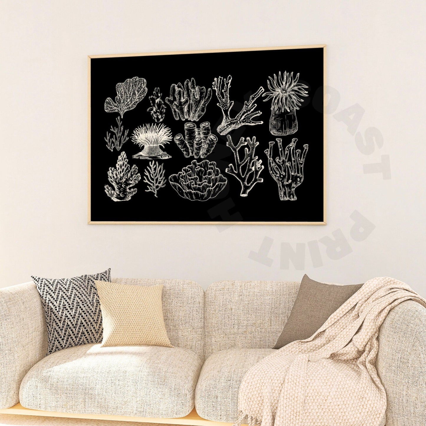 Landscape Monotone Corals Digital Prints