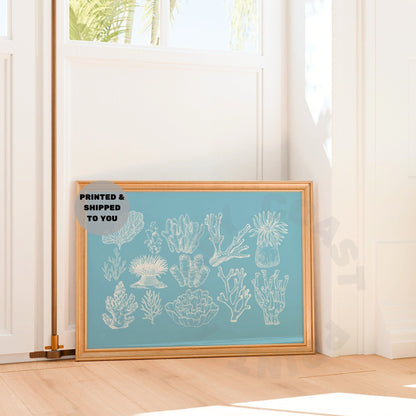 Landscape Surf Blue Corals Poster