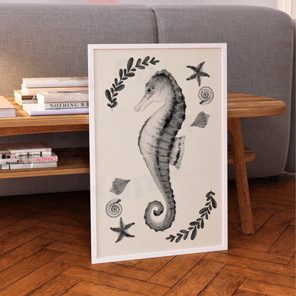 Monotone Muted Seahorse Digital Prints