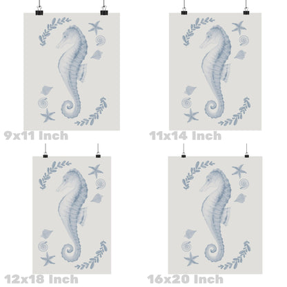 Coastal Blue Muted Seahorse Poster