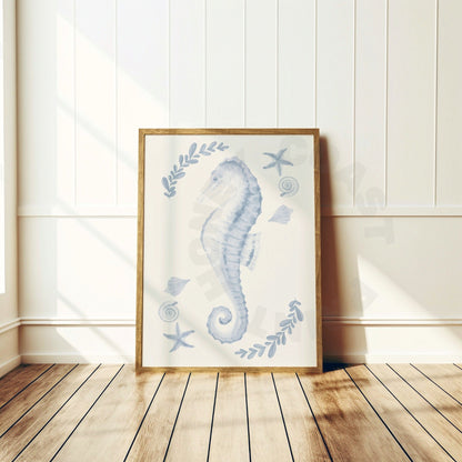 Coastal Blue Muted Seahorse Poster