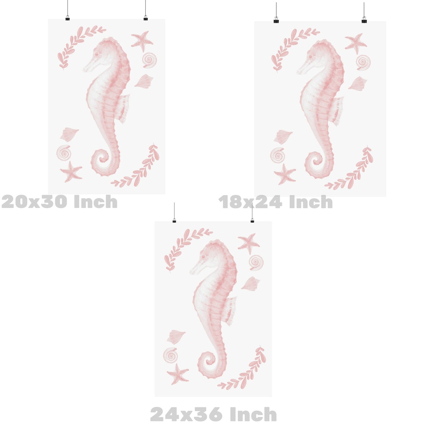 Pink Muted Seahorse Poster