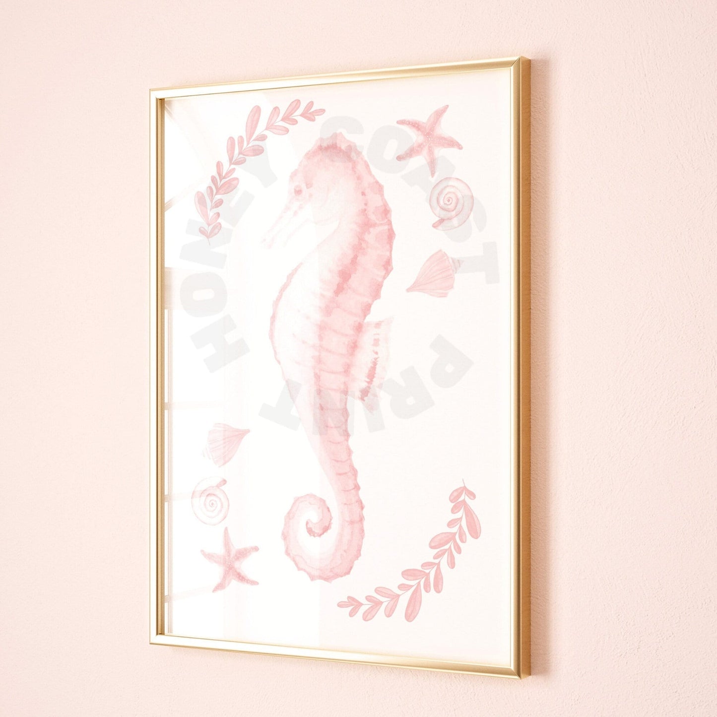 Pink Muted Seahorse Poster