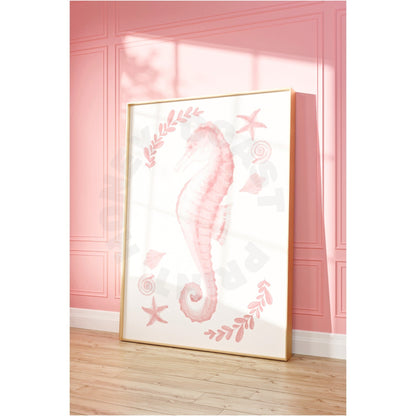 Pink Muted Seahorse Poster