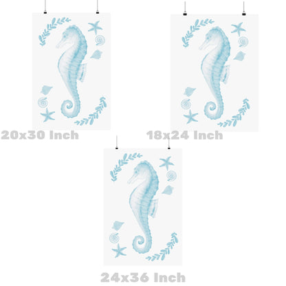 Surf Blue Muted Seahorse Poster