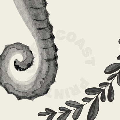 Monotone Muted Seahorse Poster