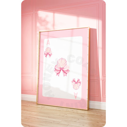 Pink Seashell And Bow Playing Card Digital Prints