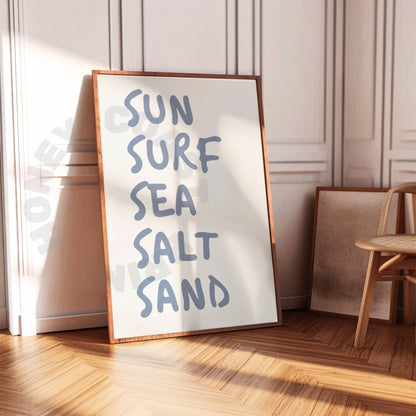 Coastal Blue Sun Surf Sea Salt Sand Digital Prints