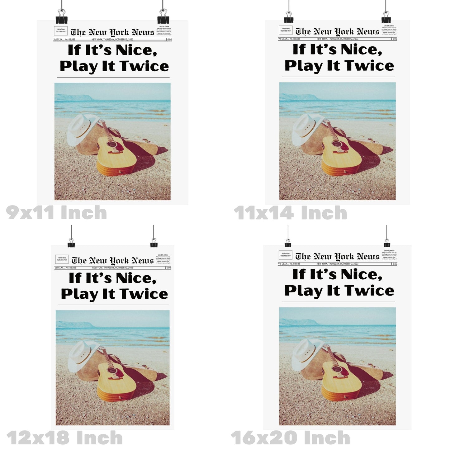 If It's Nice Play It Twice Newspaper Poster