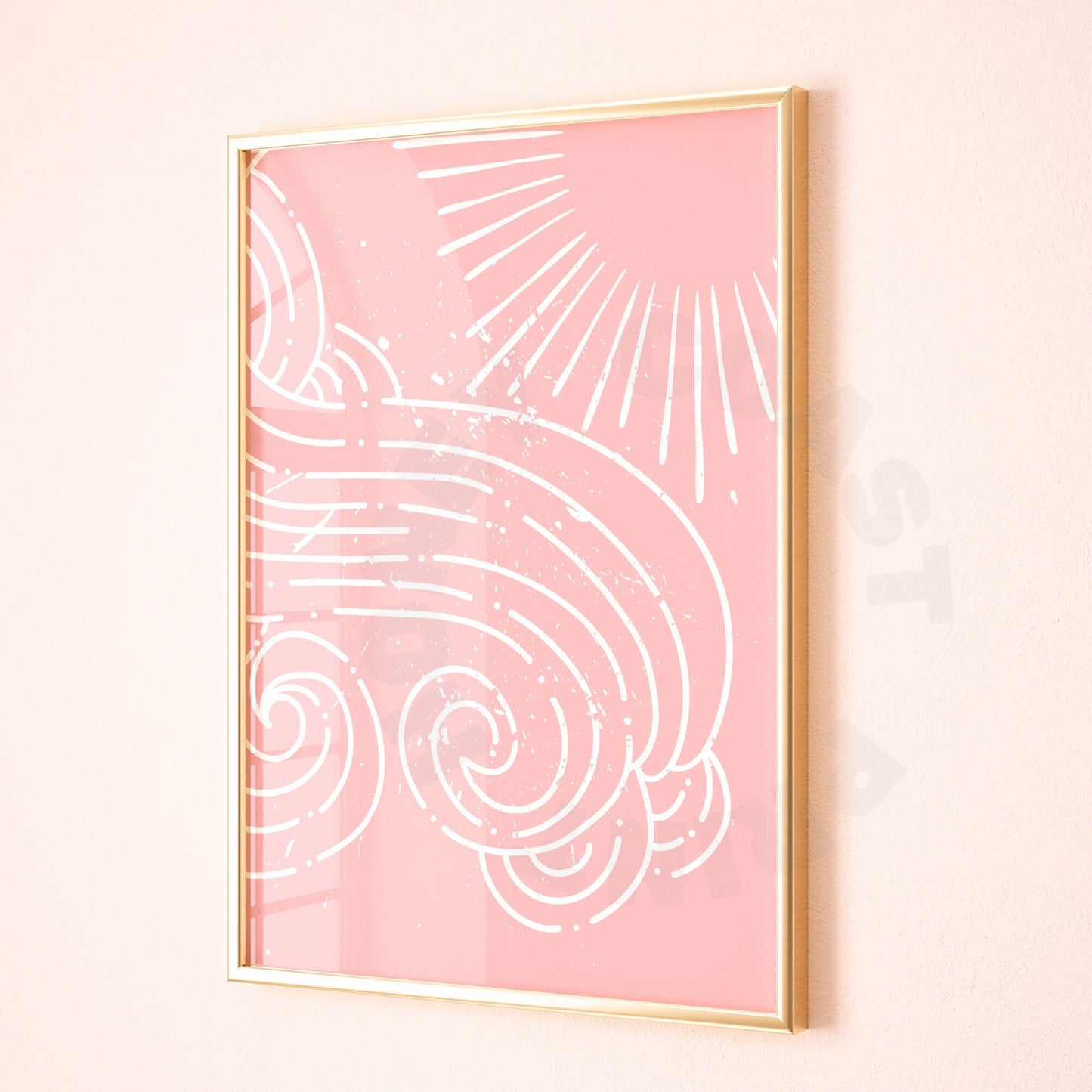 Pink Sun And Wave Digital Prints