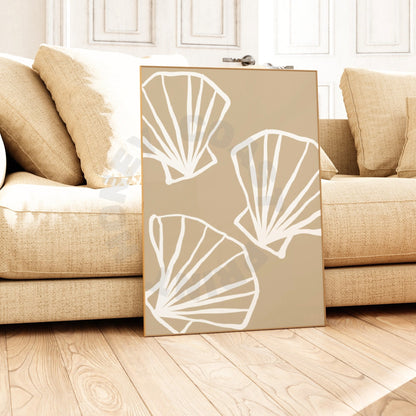 Beige Seashells Sketch Digital Prints