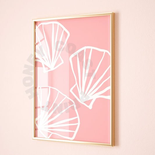 Pink Seashells Sketch Digital Prints