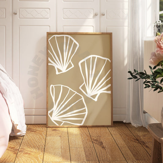 Beige Seashells Sketch Digital Prints