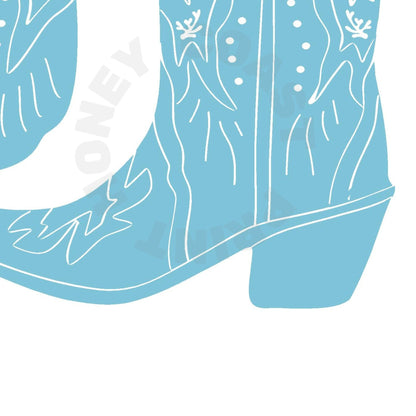 Surf Blue Seashells Cowboy Boots Poster