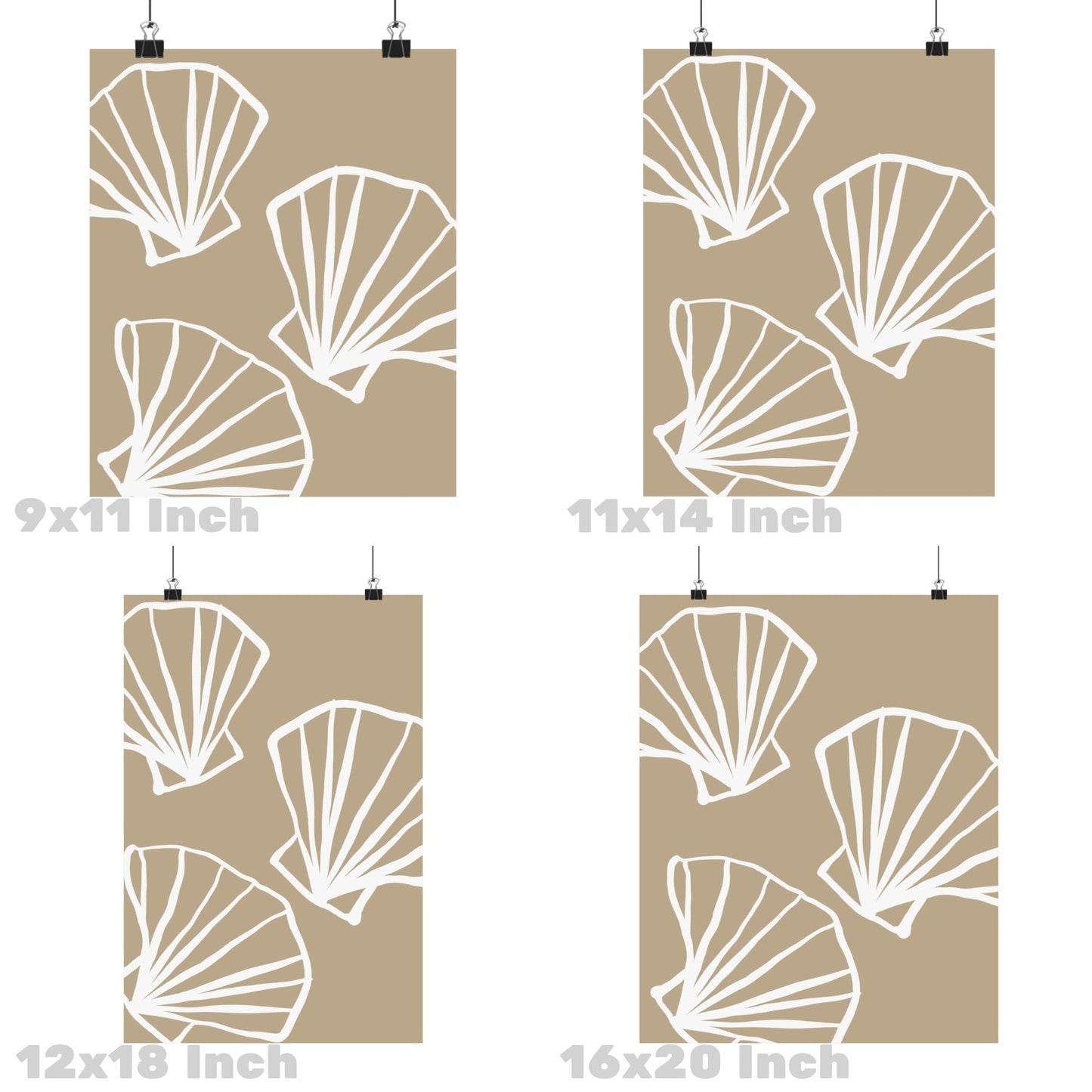 Beige Hand Drawn Seashells Poster