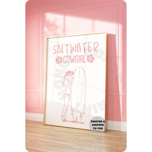 Pink Blue Saltwater Cowgirl Poster