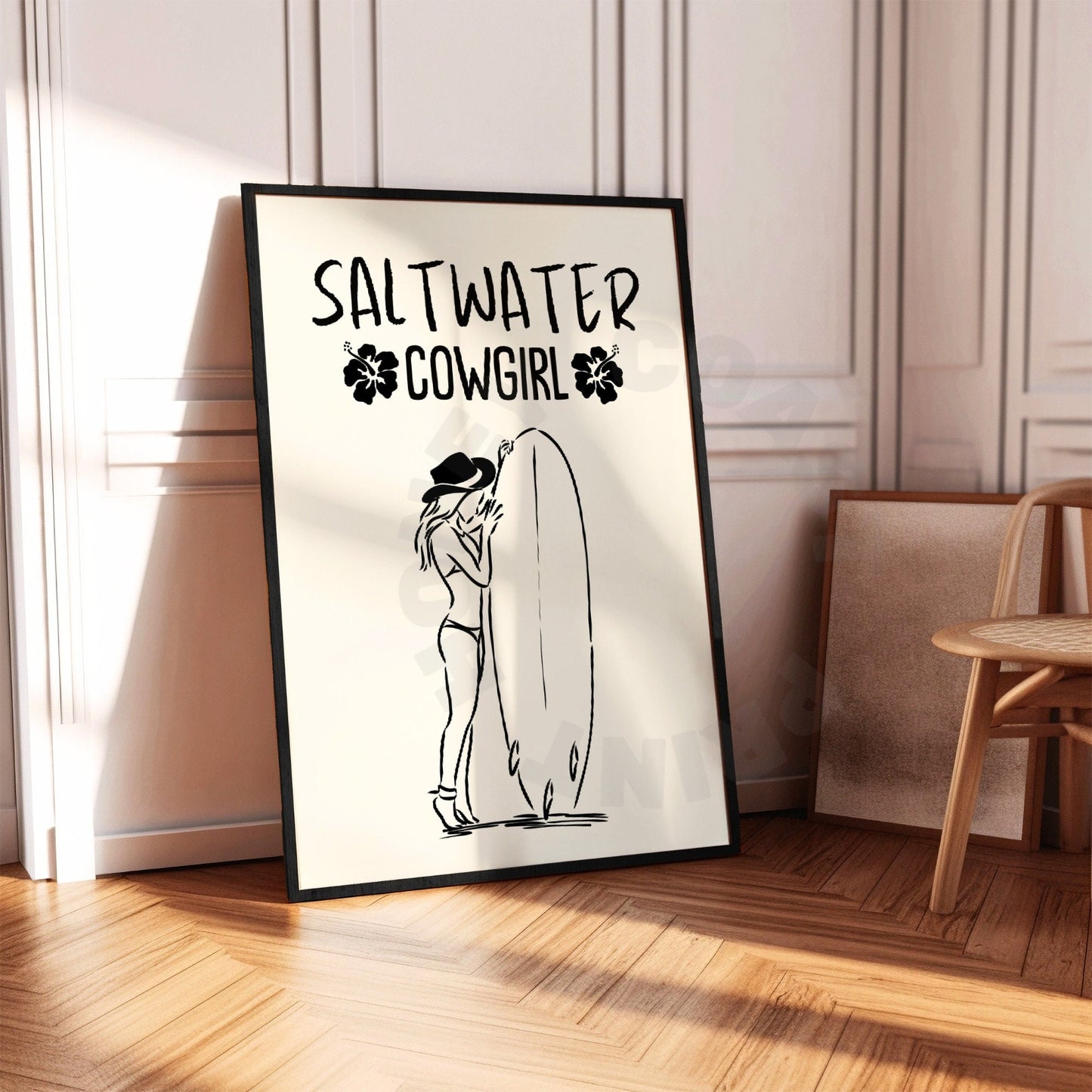 Monotone Saltwater Cowgirl Poster