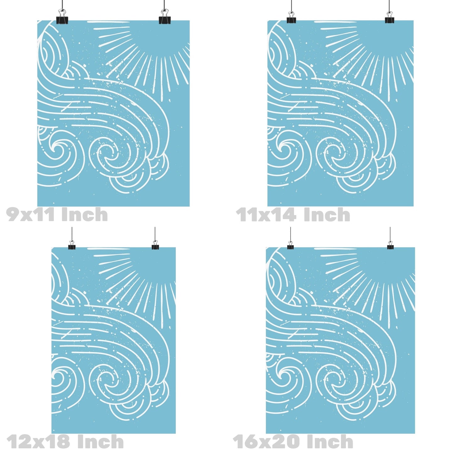 Surf Blue Sun And Wave Poster