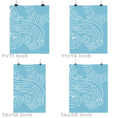 Surf Blue Sun And Wave Poster