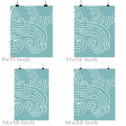 Seafoam Wave And Sun Poster