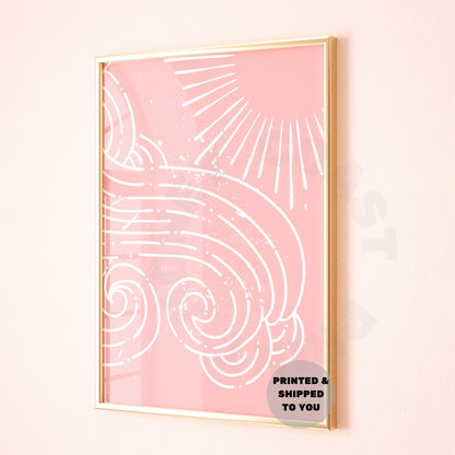 Pink Sun And Wave Poster